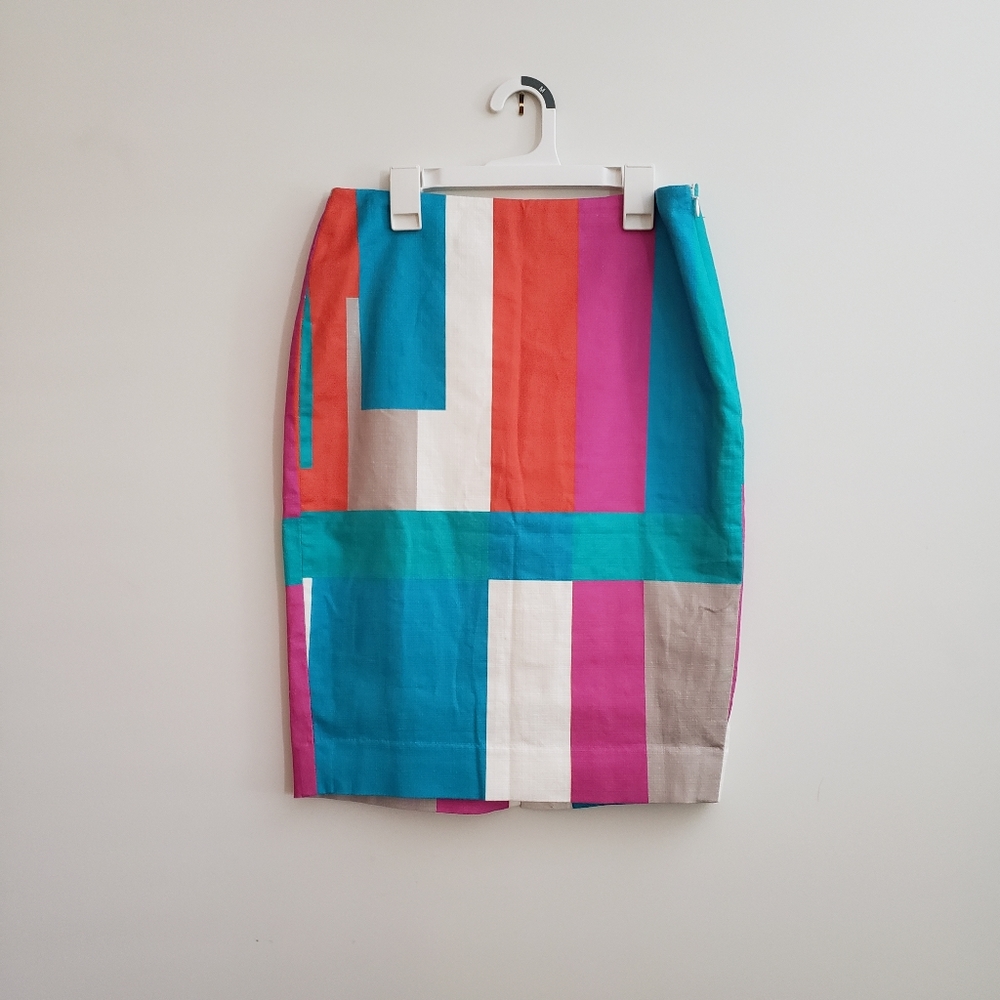 Color Block Pencil Skirt Sz 2 Carlisle Collection multi color... fun for summer!